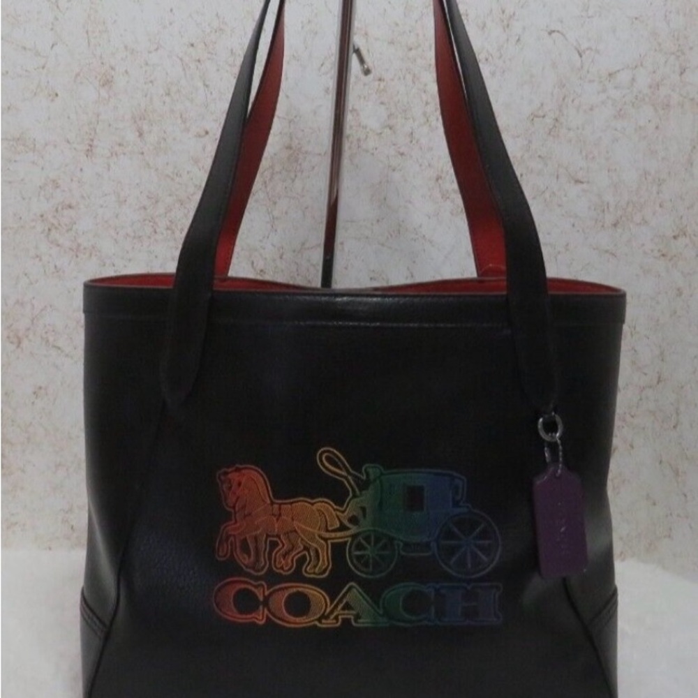 Coach Black and Red Tote with Vibrant Design